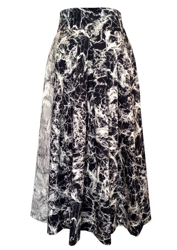 Pleated Skirt Black and White Skirt High Waist Pleated by tamarziv