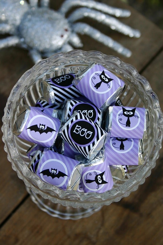 HALLOWEEN Candy Bar Wrappers for Hersheys Bars and Hersheys Nuggets Spookalicious Purple