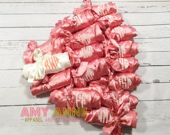 Set of 16 Bridesmaid Robe Monogrammed Satin Robes, wedding, personalized silk, kimono - Bride Bridesmaids Sorority Bridal