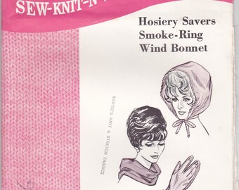 60s Ladies Wind Bonnet Pattern Sew Knit N Stretch 208