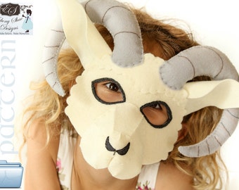 Ram Mask PATTERN. Digital Sewing Pattern For Kids Sheep Costume.