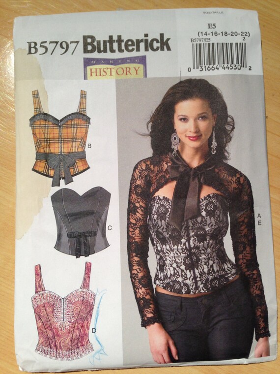 Misses Corset, Sash and Shrug Butterick Sewing Pattern 5797 Misses Size 14-22