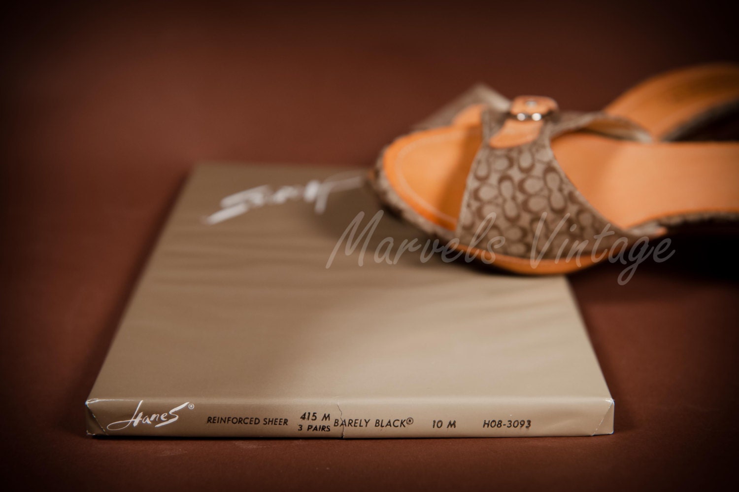 Vintage HANES 415 Stockings Size 10M Barely Black Sheer RHT