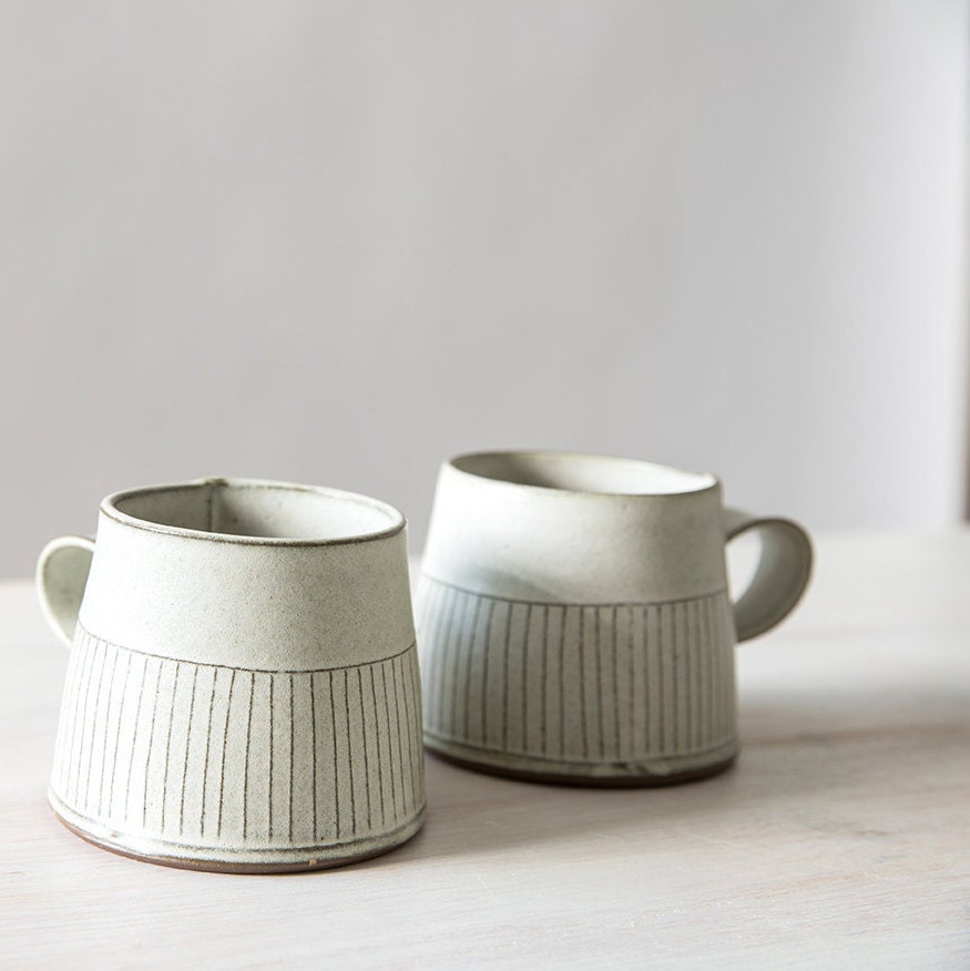 Ceramic Tea Cup Modern Tea mug White ceramic cup by FreeFolding