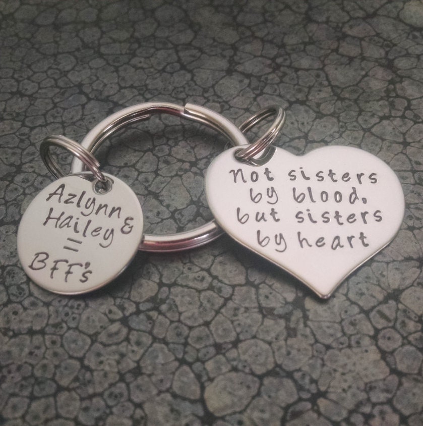 Best Friends Keychain Personalized Keychain Sisters by Heart