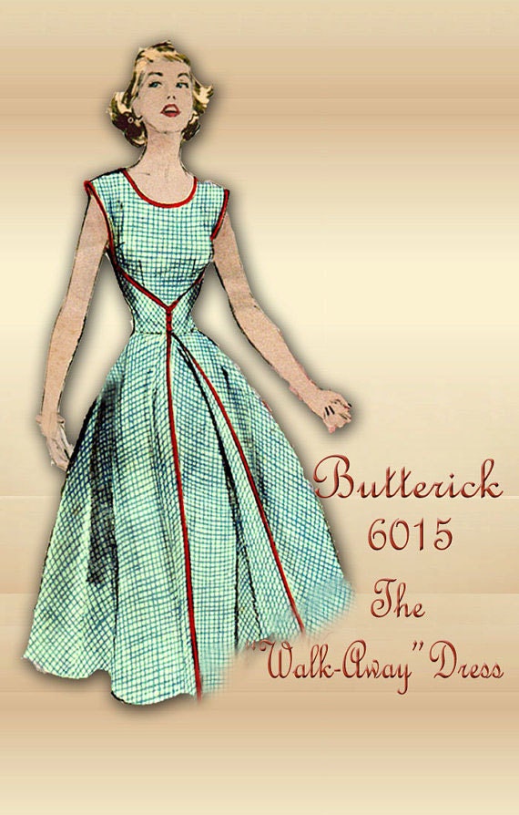 Butterick 6015 1950s Dress Pattern The Famous by FloradoraPresents