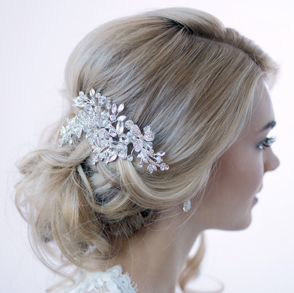 Swarovski Crystal Hair Clip Silver Hair Clip Bridal Hair 