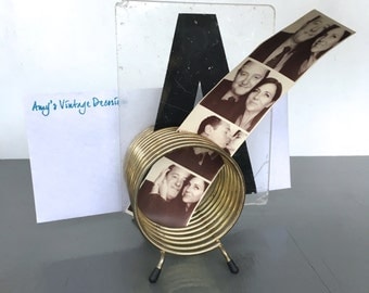 vintage brass letter holder spiral gold toned desk accessory