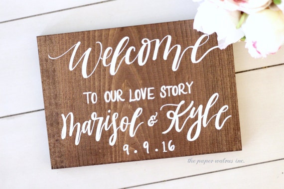 Welcome to Our Love Story Sign Rustic Wooden by ThePaperWalrus