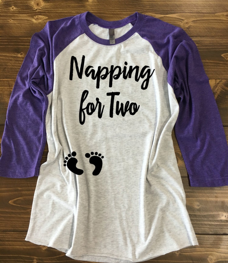 Napping For Two Pregnancy Baseball Shirt. by strongconfidentYOU
