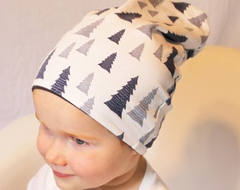 Toddler Boy Slouchy Beanie, Baby Slouchy Beanie, Slouchy Infant Beanie, Hipster Slouchy Beanie, Reversible Slouchy Beanie, Blue Trees