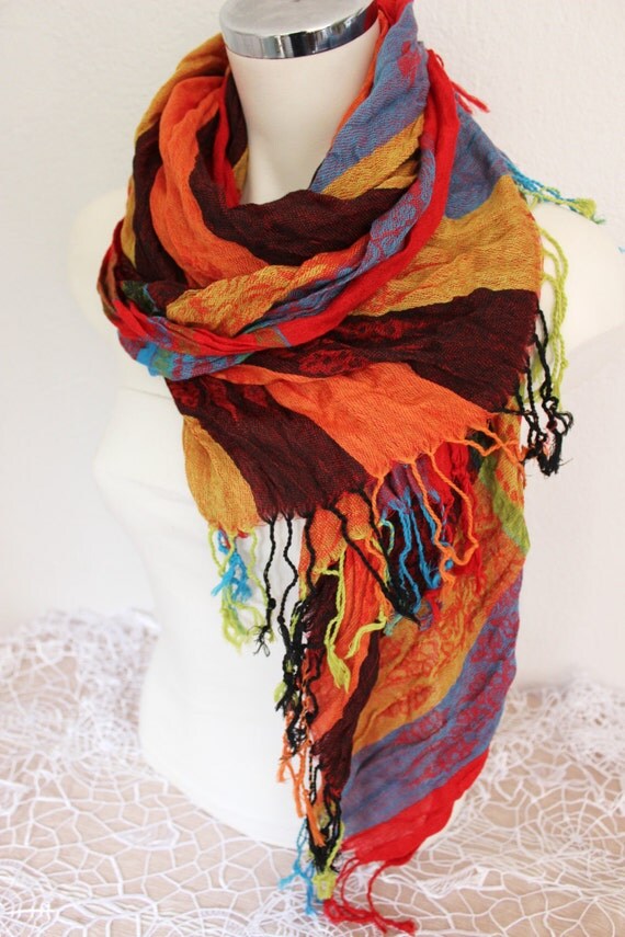 Orange Turkish scarf Ethnic Men scarves Color scarves 