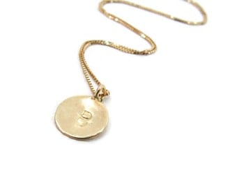 14k gold necklace. Initial pendant. Letter charm necklace. Personalized necklace. Gold pendant necklace. initial necklace.Gift ideas (403B)