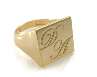 Mens Gold Signet Ring Signature Ring Silver Initials Royal Initialen Letters