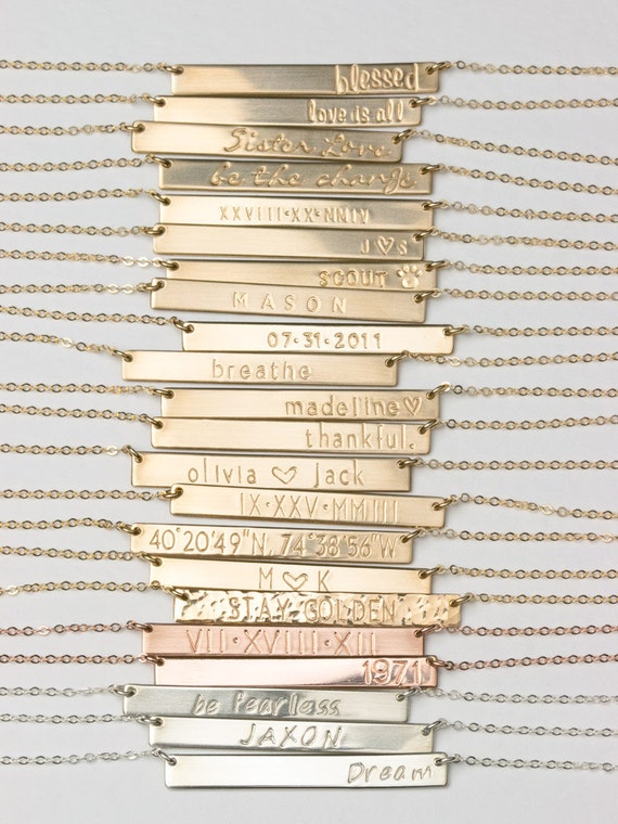 Bar Necklace Personalized Name Plate Necklace, Gold, Silver, Rose Gold Name Bar Necklace: Layered and Long PERFECT BAR Necklace, LN111h