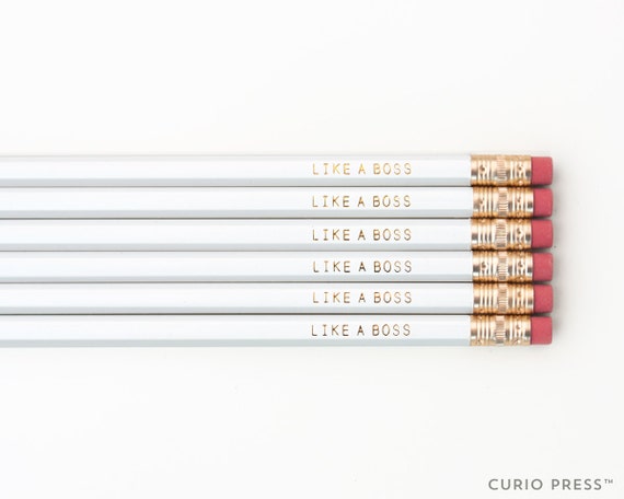 like a boss white and gold pencils 