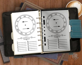 Timely Bullet Journal Clock & Planner Stencil -- A5/Half-Letter Sized Binders