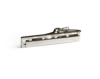 Anson Tie Clip Mid Century Tie Bar Tie Alligator Clasp / Art Deco Style Etched / Tie Accessory Wedding Formal Wear Suit Accessories