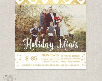 Holiday Mini Session Template - Photography Marketing Board - Christmas Minis Flyer 089 - C285, INSTANT DOWNLOAD