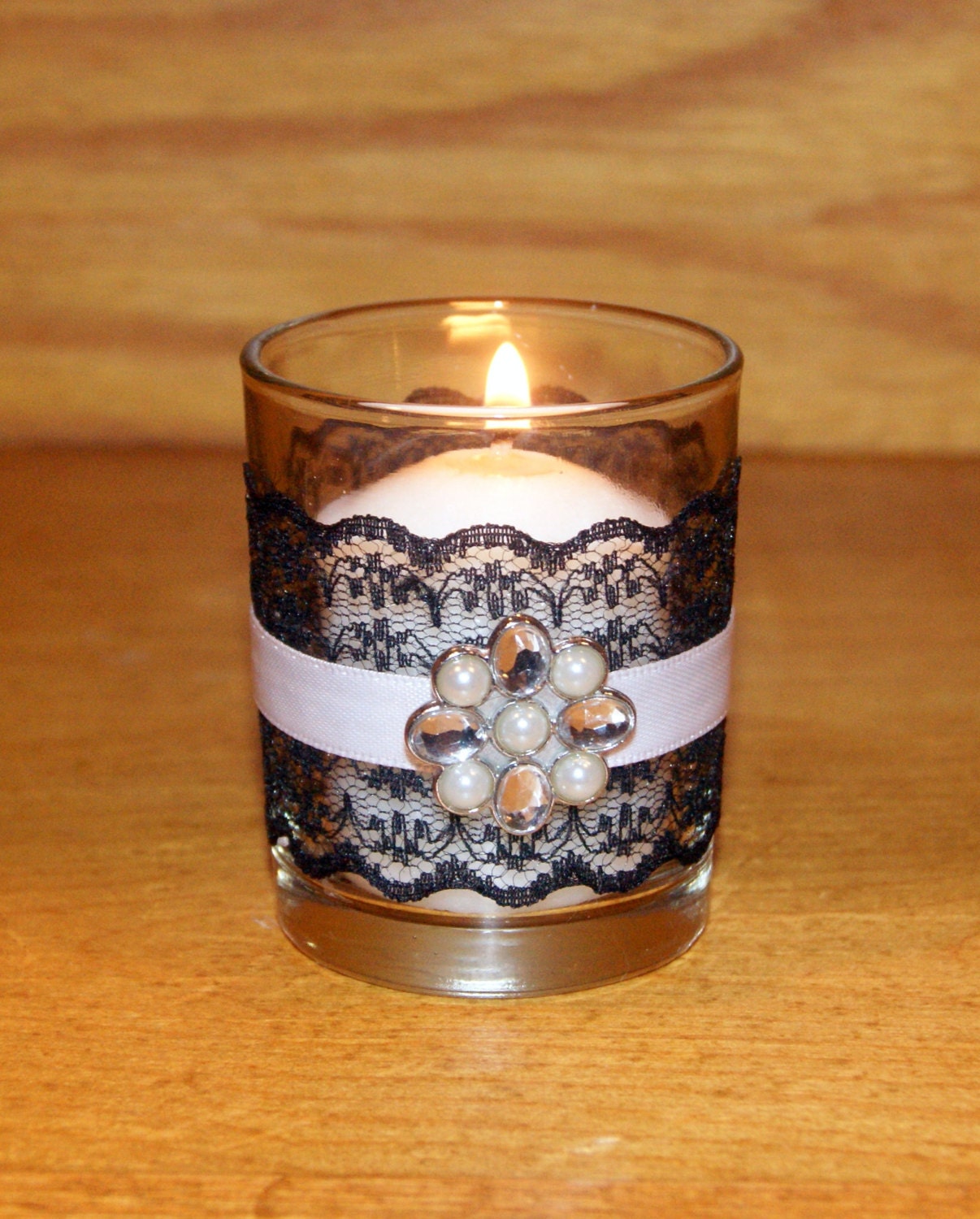 Black and White Wedding Decor / Wedding Votive Candle Holder