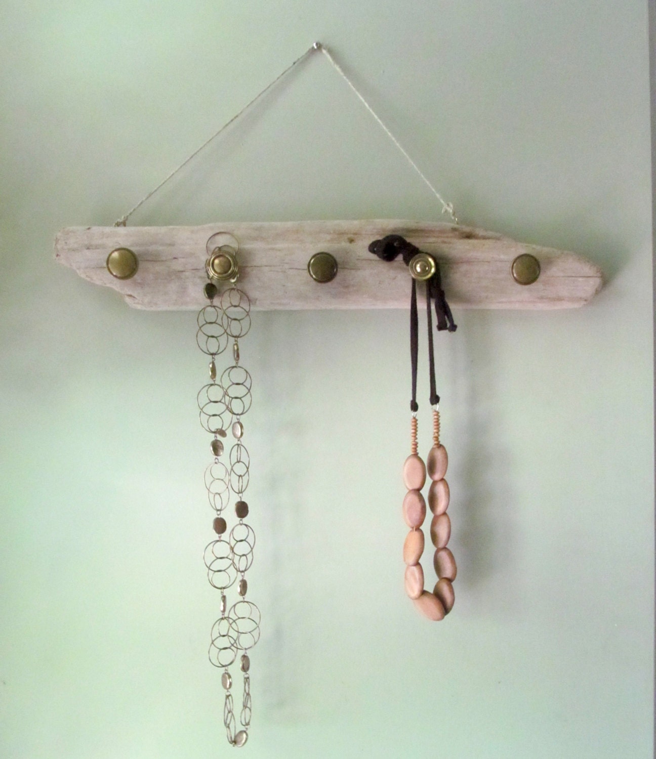 IN STOCK Driftwood 5 Antique Brass Knobs Wall Hanging