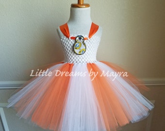 BB8 inspired tutu dress, BB-8 inspired costume, BB8 star wars birthday party inspired costume size nb to 12years