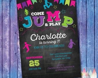 Jump Invitation. Jump Birthday Invitation. Jump Party Invitation. Trampoline Party Invitation. Trampoline Birthday Invitation.