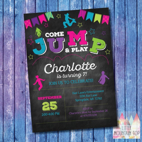 Jump Invitation. Jump Birthday Invitation. Jump Party