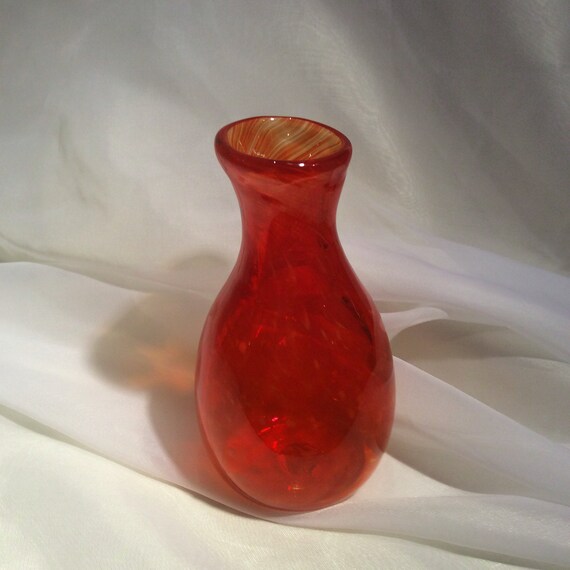 Items similar to Red Blown Glass Bud Vase. Unique Hand Blown Glass Art
