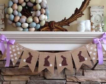 Burlap Easter Banner/Happy Easter Garland/Easter Bunny Banner/Spring Banner/Easter Decorations/Easter Bunting/Easter Photo Prop