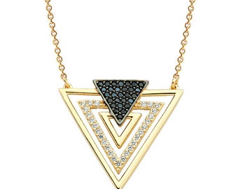 Triangles 14K Solid Gold Necklace Fine Jewellery by Fiemma Geometric Necklace DHL Express Fast Shipping