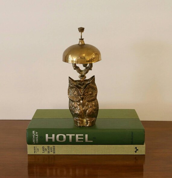 Owl Counter Bell Vintage Brass Owl Bell for Front by BrassAttics