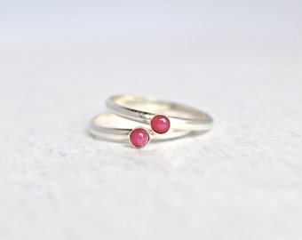 Genuine Ruby Ring. Sterling Silver Ruby Ring. Stacking rings. Everyday wear silver ring. July Birthstone jewelry.