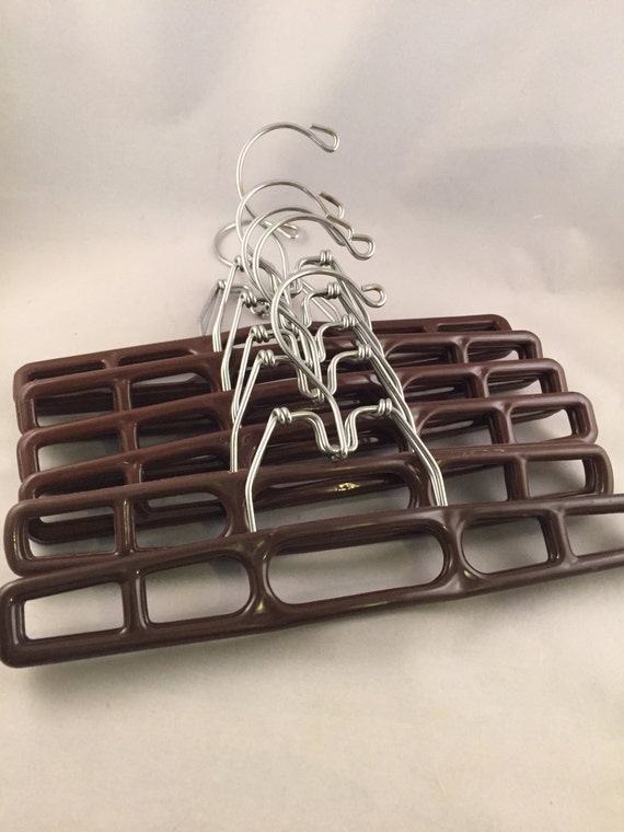 Plastic Brown Clamp Style Pant Hanger Skirt Hangers Set of 6