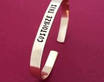 Custom Hand Stamped Bracelet {BRASS}, Gold Bracelet, Personalized Cuff Bracelet, Sorority Gift, Mother's Day, Christmas Gift, Cheer Gift