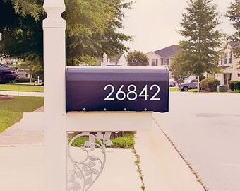 Modern Mailbox Number Decal, Custom Mailbox Sticker - 004