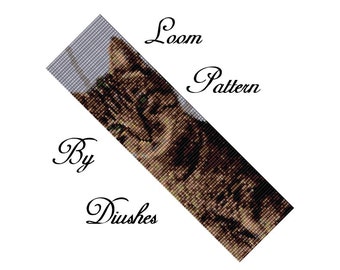 Loom beading pattern Bracelet Cat Loom Beaded pattern beadwork cat seed bead pattern loom stitch beawoven bead graph for Delica 11