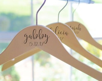 Personalized Bridesmaid Hangers, Wooden Wedding Hangers, Bride Hanger, Wedding Dress Hanger
