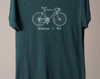 Madison tshirt, Madison Wisconsin tee shirt, Wisconsin tshirt, Wisconsin state tee, Madison bike tee