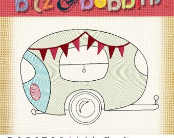 Vintage Camper Trailer - Machine Embroidery Design