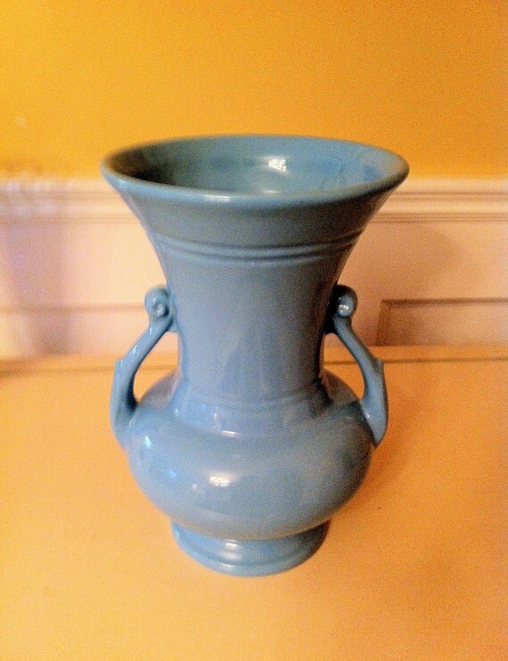 Vintage Art Deco Pottery Vase Abingdon Blue Flower Vase Free