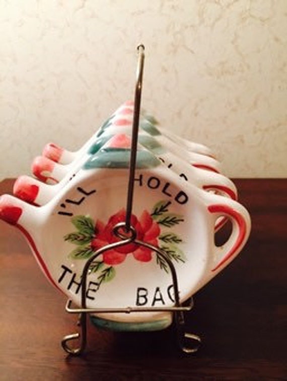 Vintage Tea Bag Holder Set with Caddy