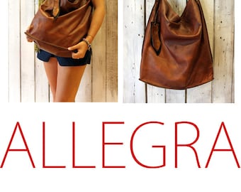 ALLEGRA BAG , Handmade vintage Italian Leather Tote Bag