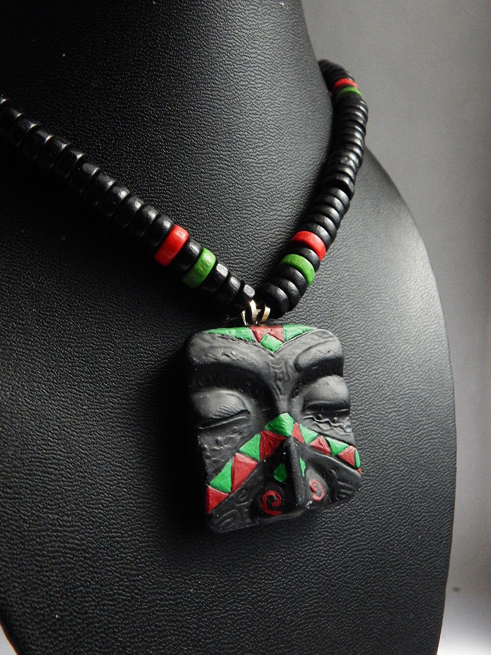 RBG Mens African Necklace RBG Mask Pendant Jewelry Mens Beaded