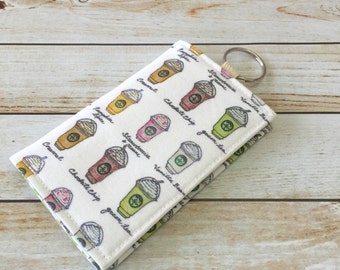 Latte Coffee Credit Card Wallet, ID Wallet, Cash Wallet, Business Card Holder, Keychain Wallet, Velcro Wallet, Gift Card Wallet