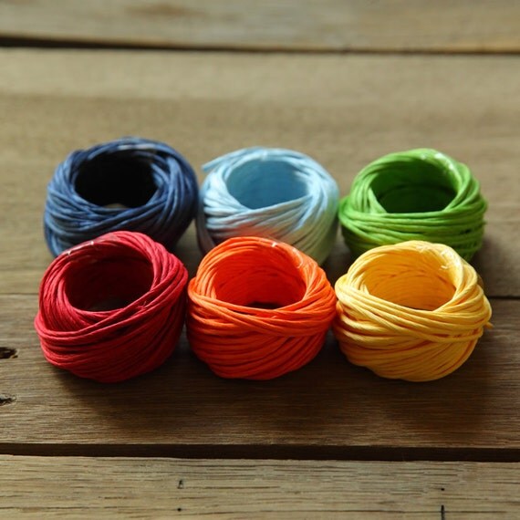 SALE Paper Twine String Green Yellow Orange Red by augustandmarch