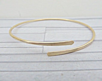 Gold filled bangle, Gold filled cuff, Simple gold bracelet, 14k gold filled cuff, Thin gold bangle, Thin gold cuff, Minimalist bracelet, UK