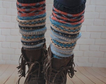 Bohemia socks,Christmas legwear,Bohemia leg warmers ,Knit womens leg warmers ,chunky leg warmer ,wool boot cuffs ,winter accessories,