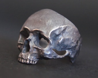 Unique Sterling Silver Skull Ring MASONIC Biker HANDMADE All Sizes US 7 - 15