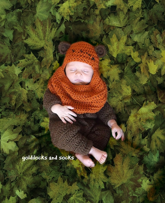 Ewok Inspired outfit newborn star wars crochet ewok hat